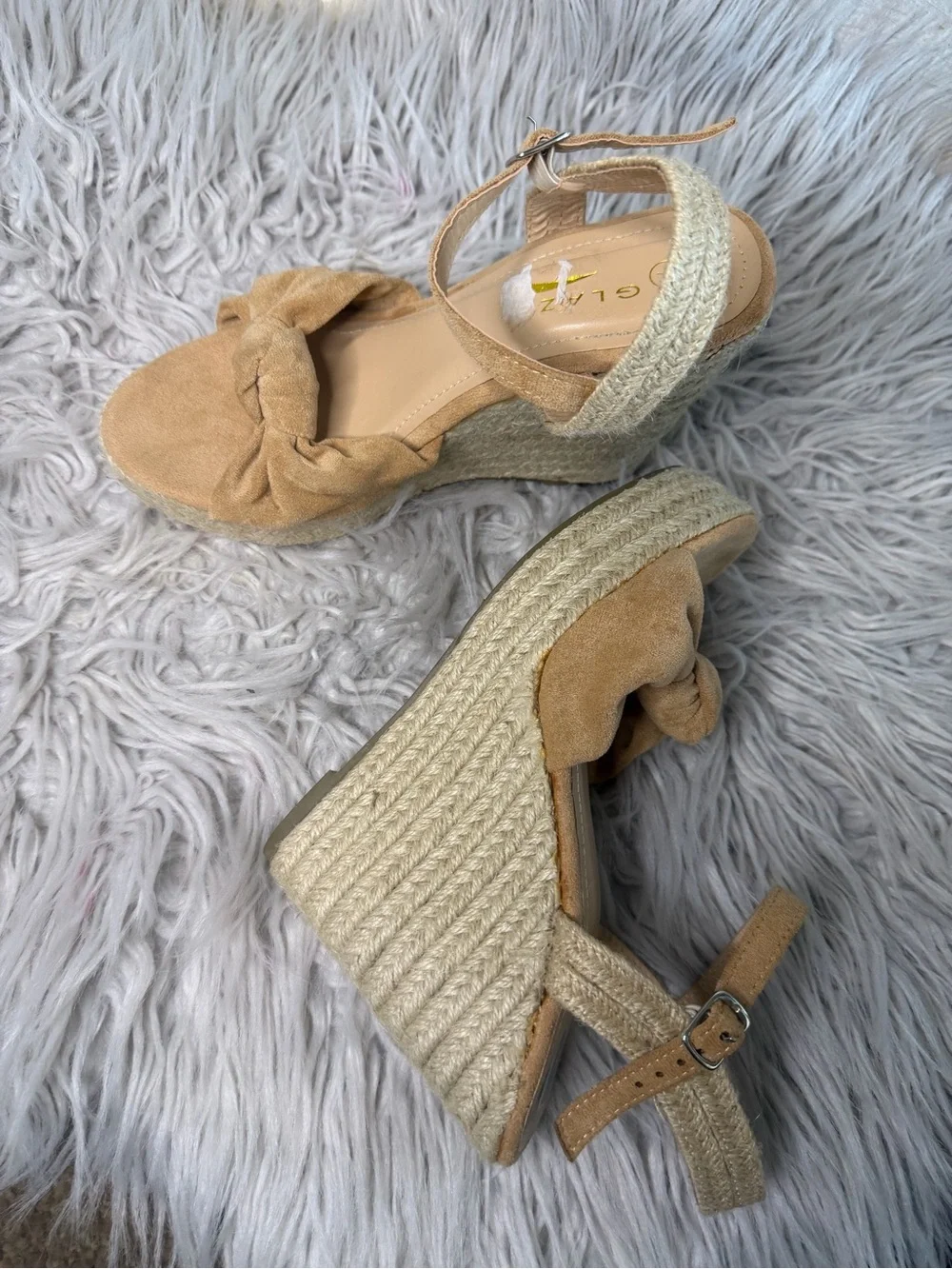 Glaze Tan Knot Espadrille Wedge Sandals